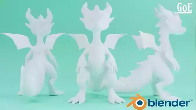 Dragon stylized character basemesh with Optimized Topology 