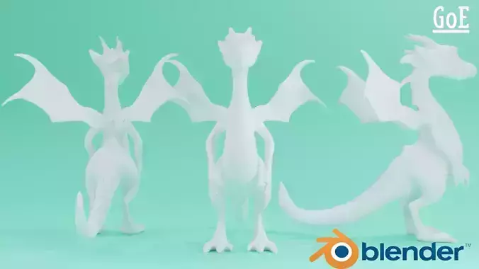 Dragon stylized character basemesh with Optimized Topology