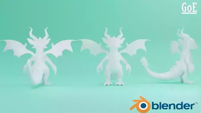 Dragon stylized character basemesh with Optimized Topology