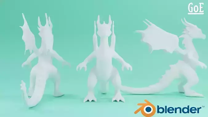 Dragon stylized character basemesh with Optimized Topology 