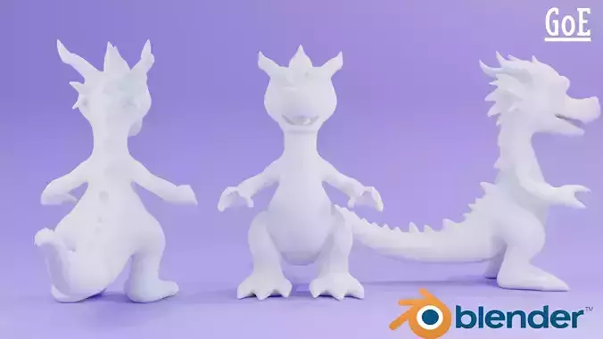 Dragon stylized character basemesh with Optimized Topology 