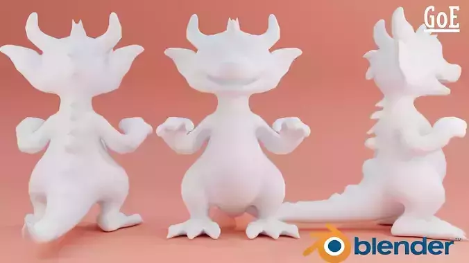 Dragon stylized character basemesh with Optimized Topology