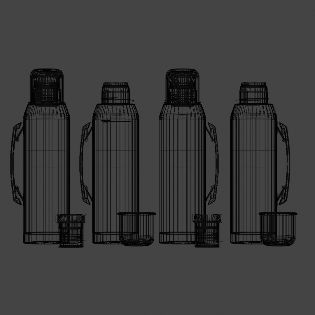 Pack of Vacuum Bottle with cap 3D model_1