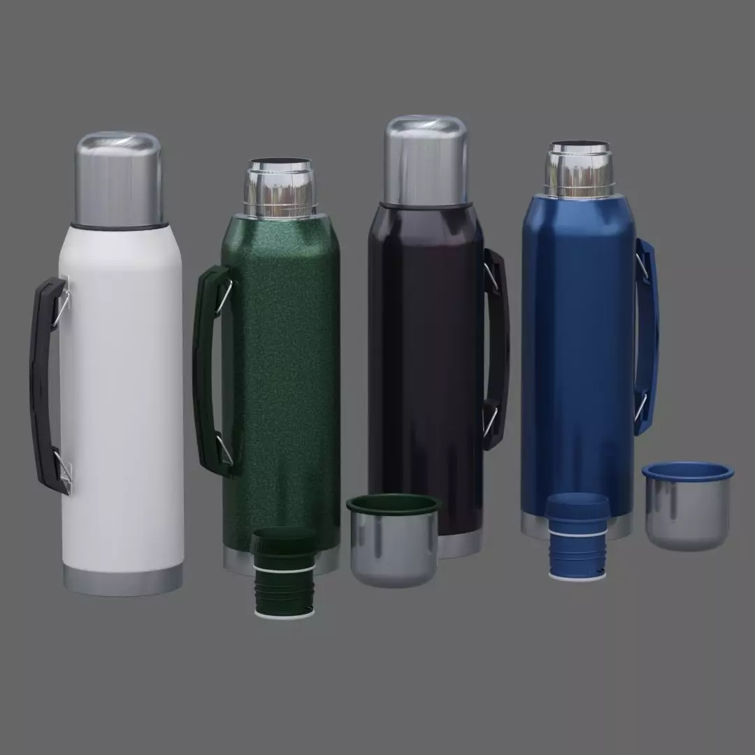 Pack of Vacuum Bottle with cap 3D model_0