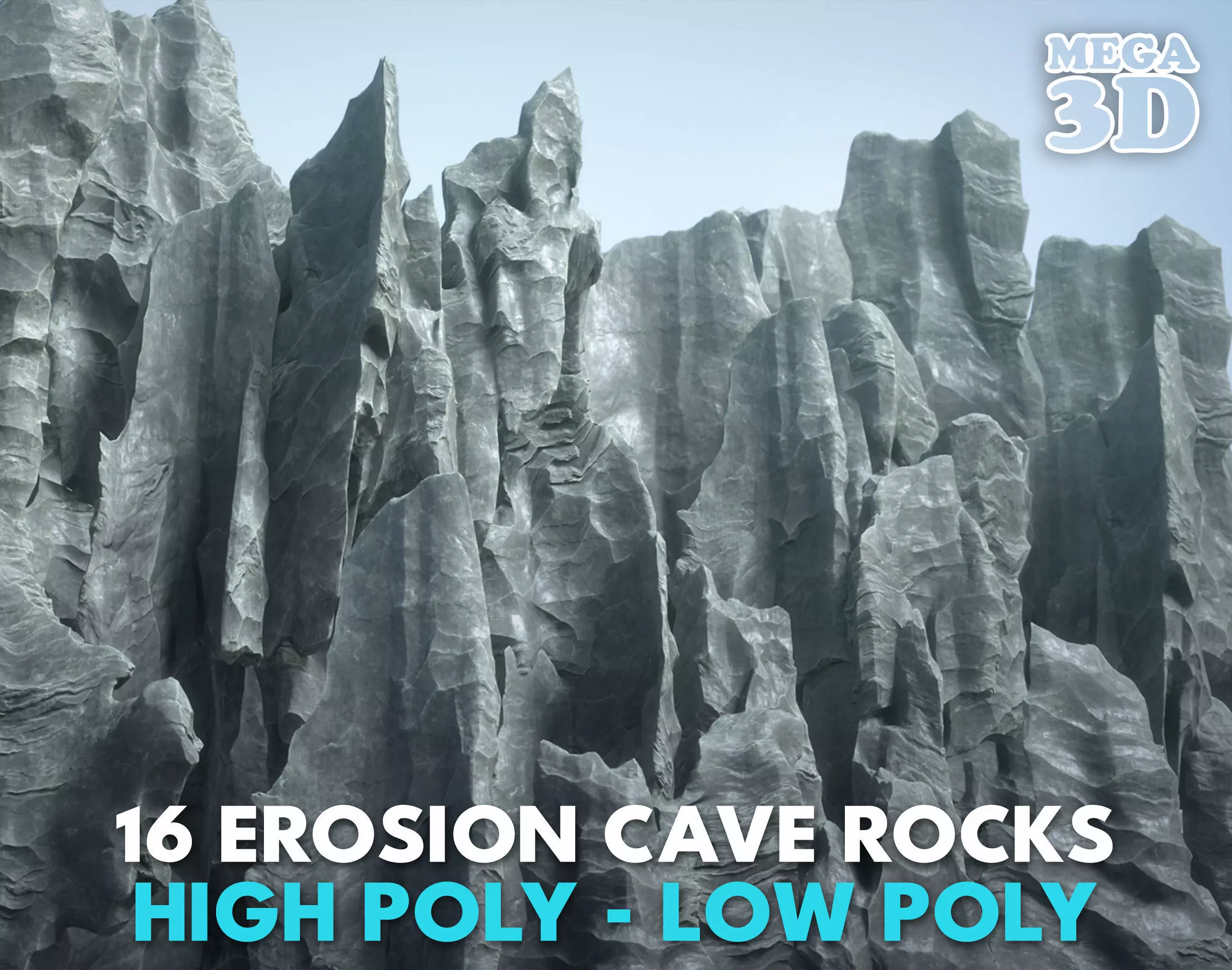 16 Erosion Cave Rocks - 240928 Low-poly 3D model_0