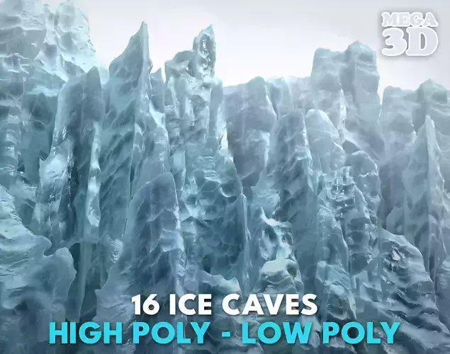 16 Ice Caves - 240928 Low-poly 3D model