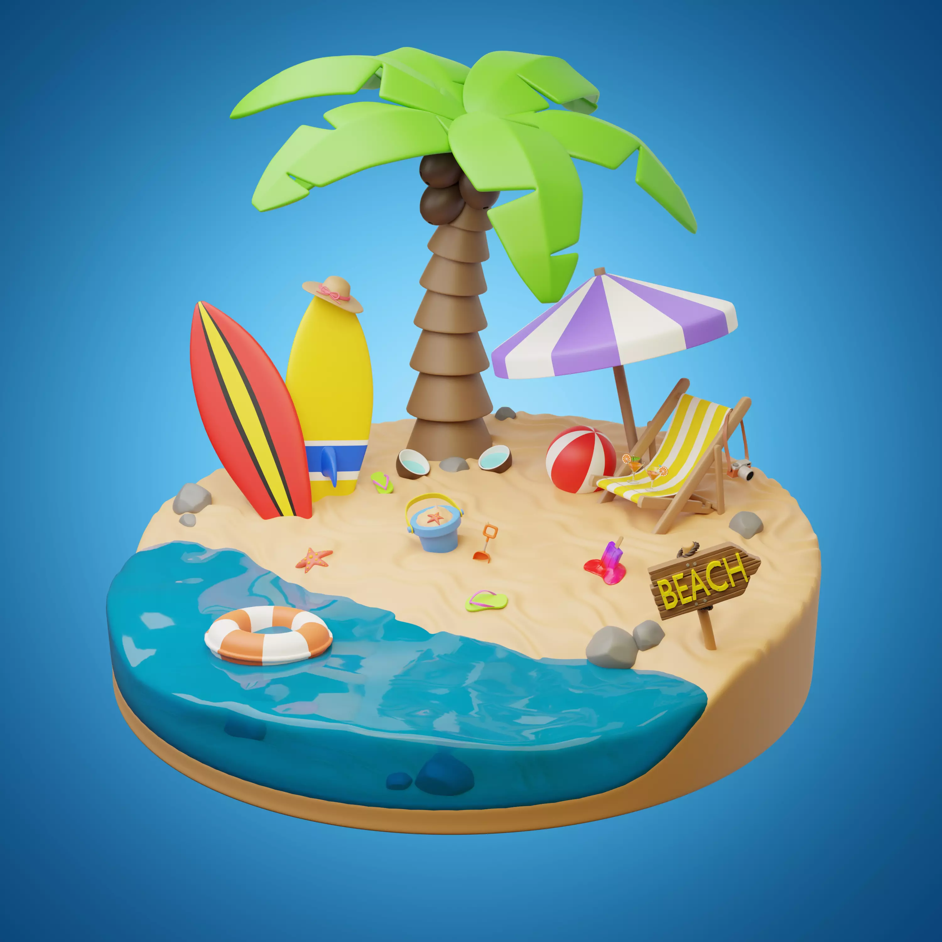Tropical Beach 3D model_0