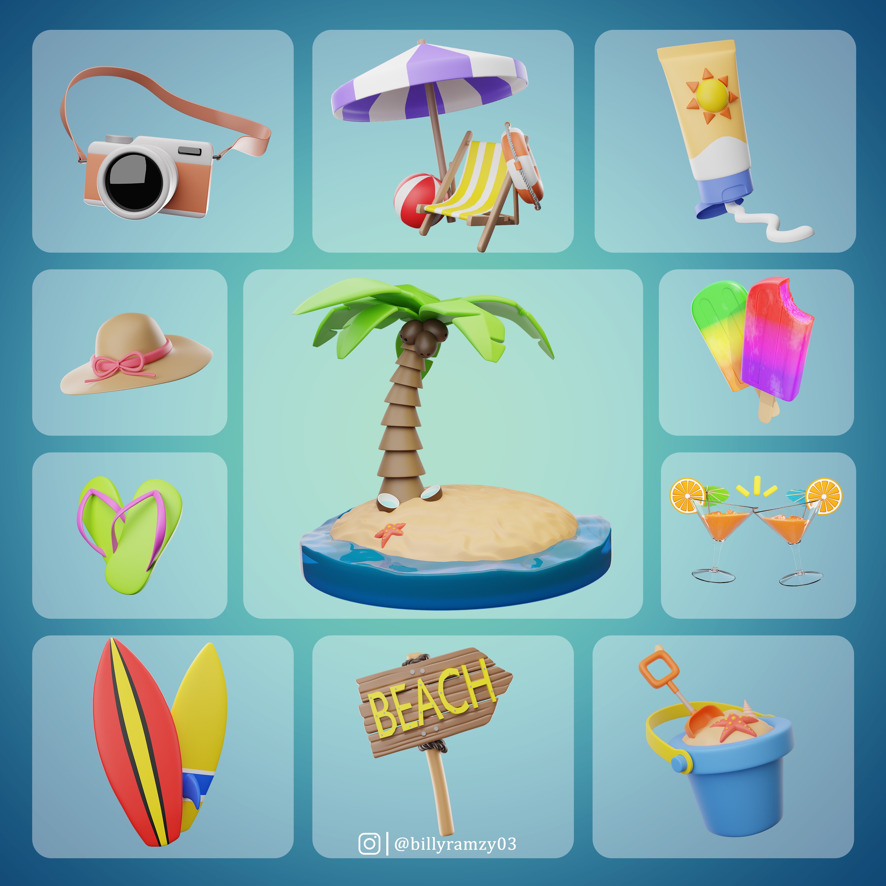 Tropical Beach 3D model_4
