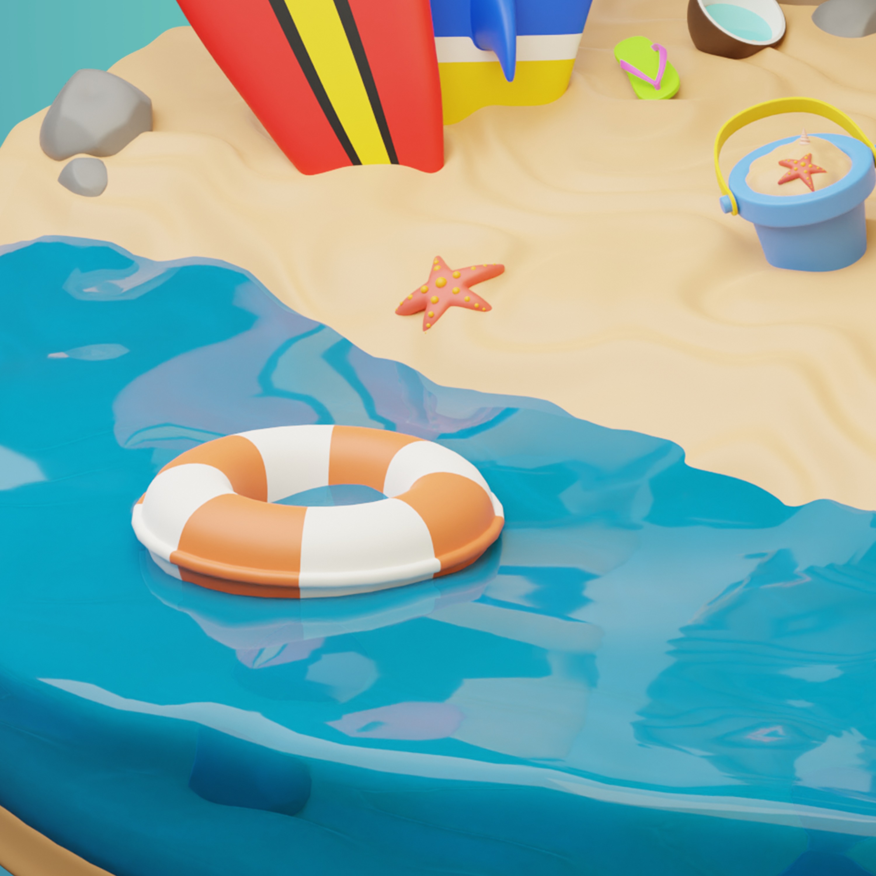 Tropical Beach 3D model_2