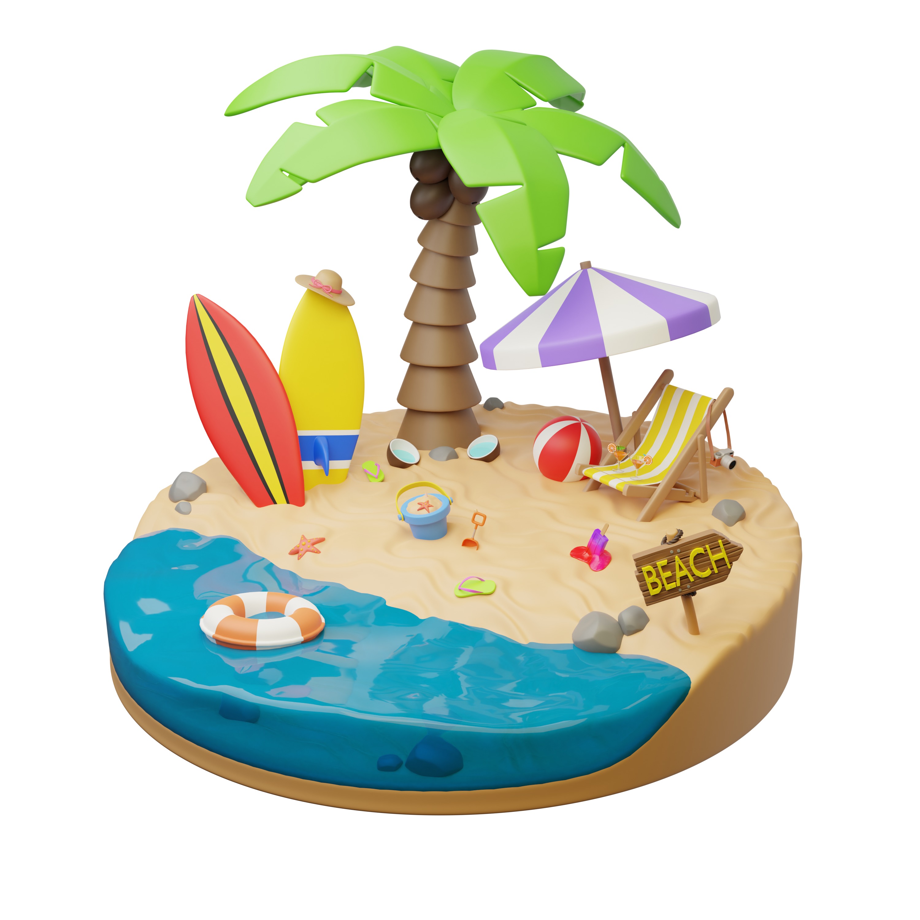 Tropical Beach 3D model_1