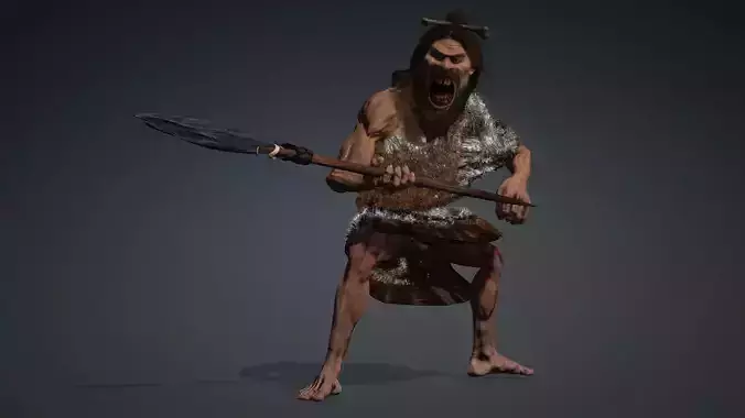 Caveman 5 High quality   character full-rigged and Animated  3D model