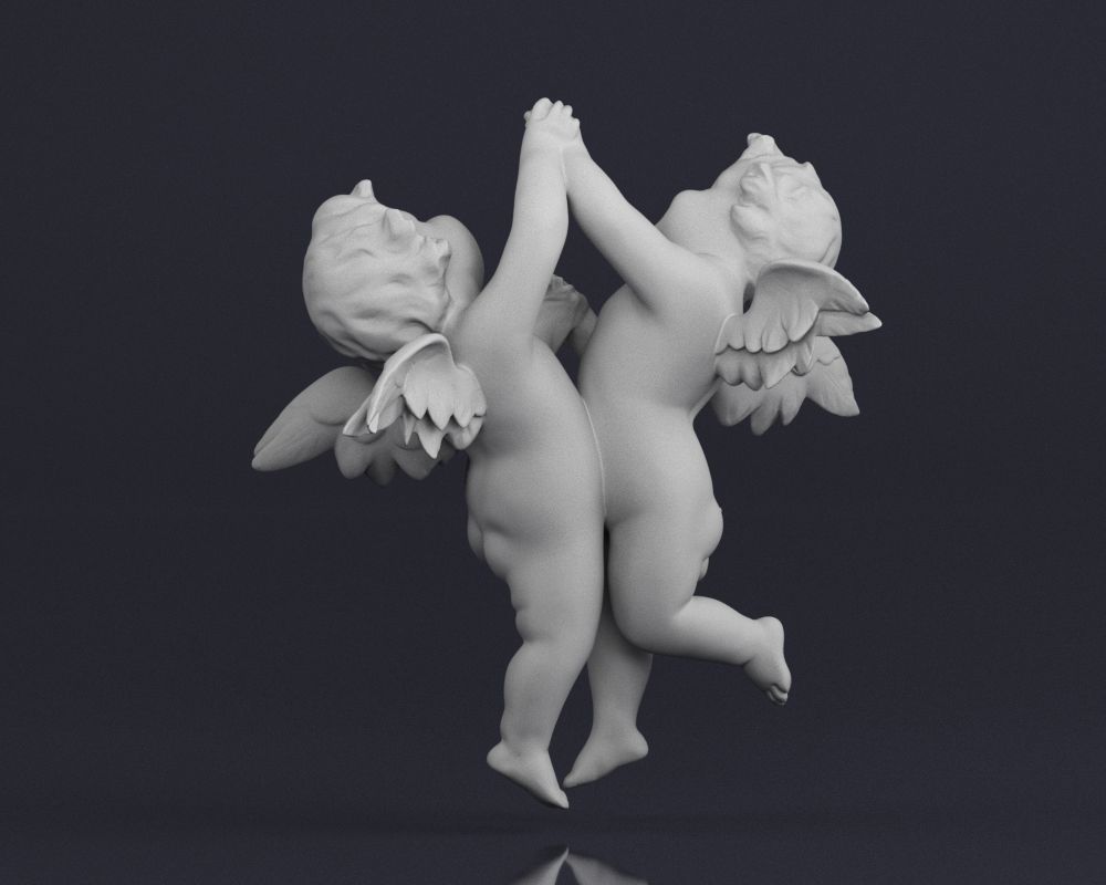 001521 Heavenly Melodies Angels in Embrace 3D print model_4