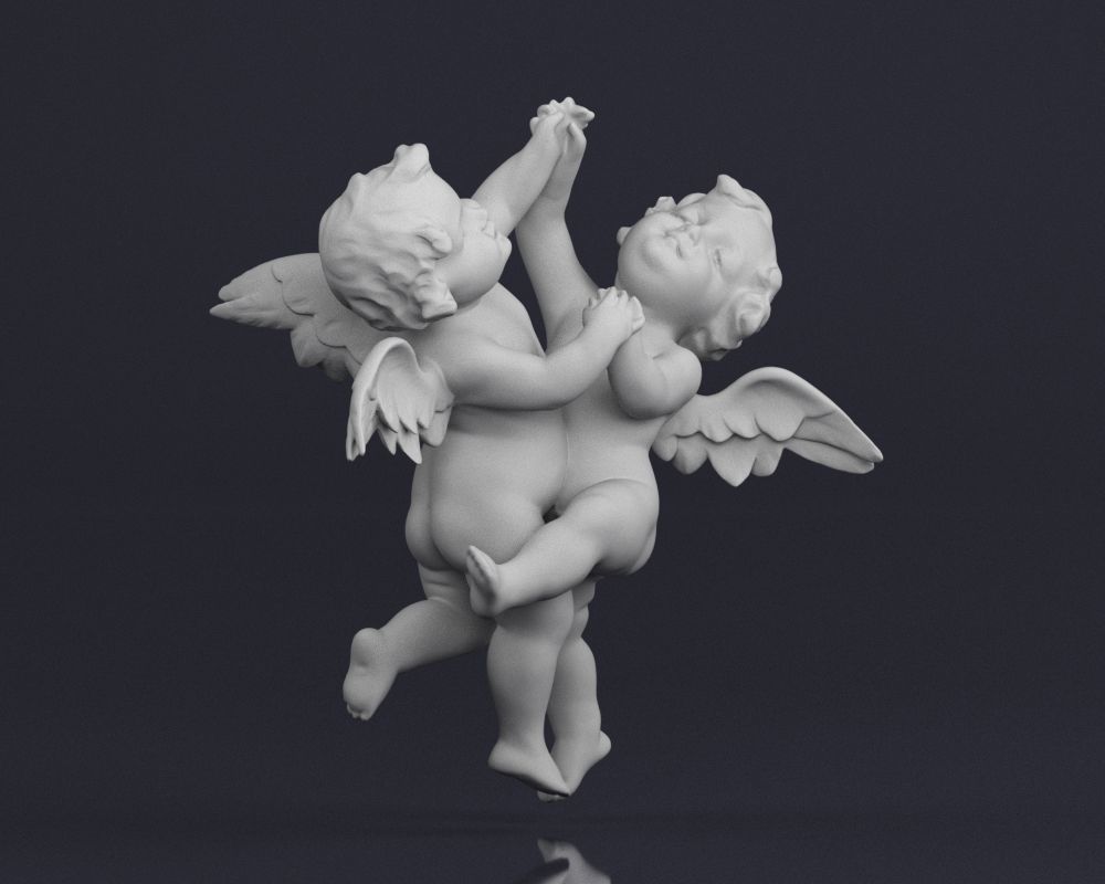 001521 Heavenly Melodies Angels in Embrace 3D print model_1