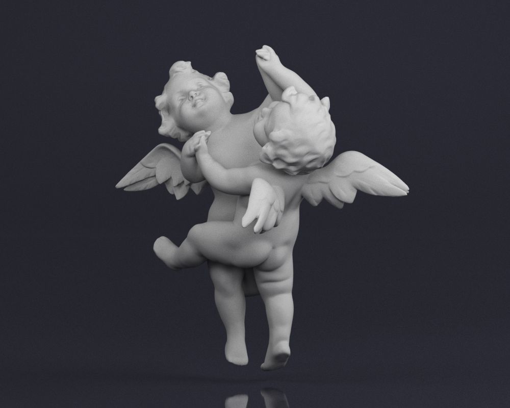 001521 Heavenly Melodies Angels in Embrace 3D print model_6