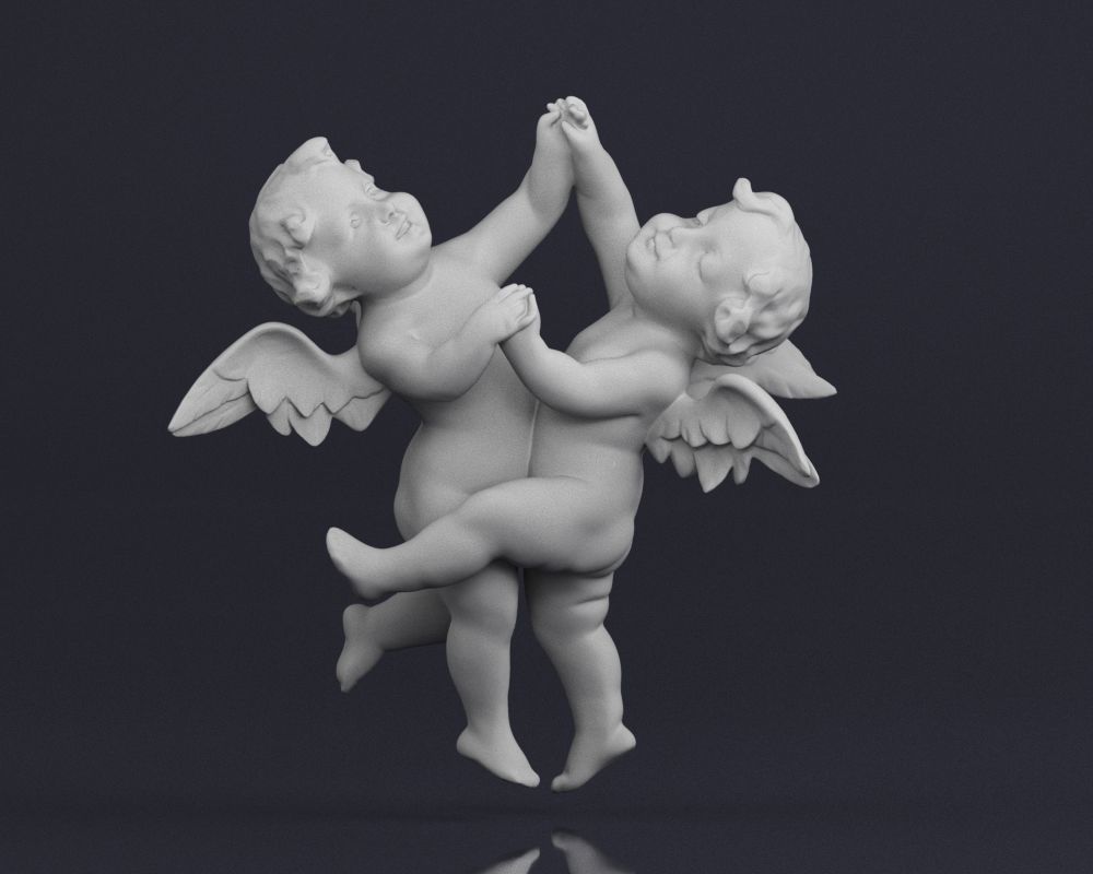001521 Heavenly Melodies Angels in Embrace 3D print model_7
