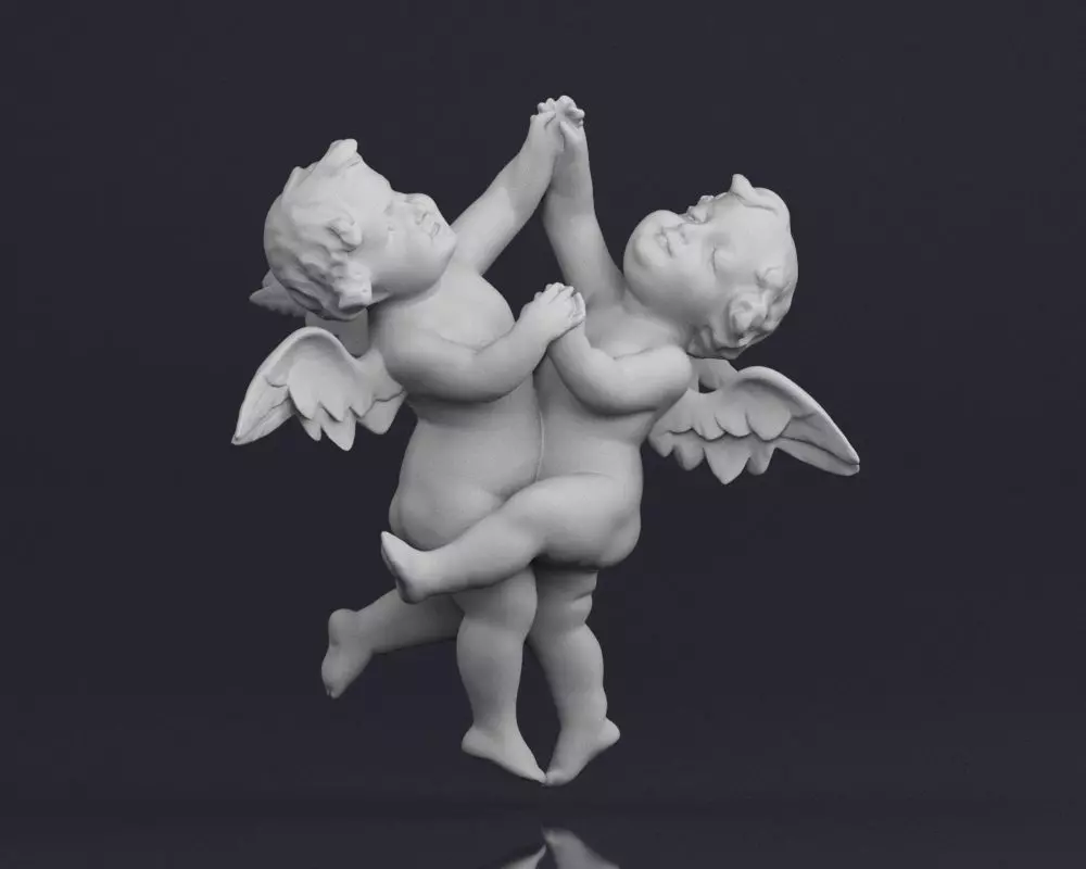 001521 Heavenly Melodies Angels in Embrace 3D print model_0