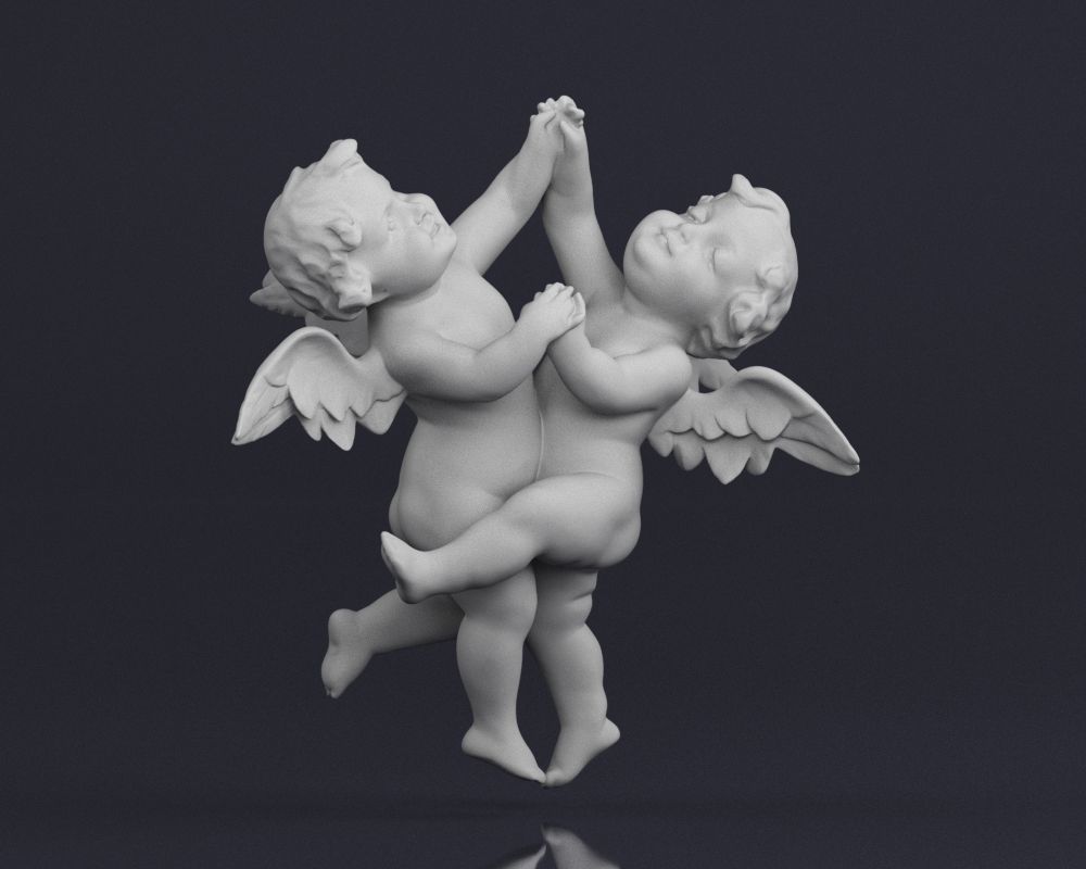 001521 Heavenly Melodies Angels in Embrace 3D print model_8