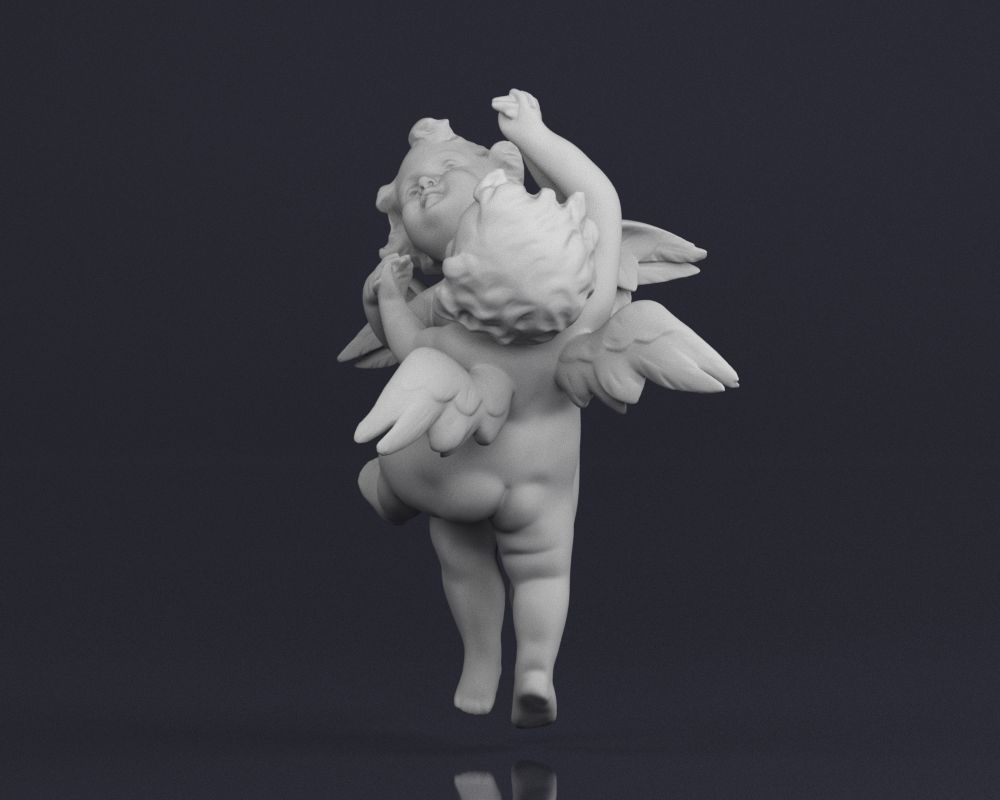 001521 Heavenly Melodies Angels in Embrace 3D print model_5