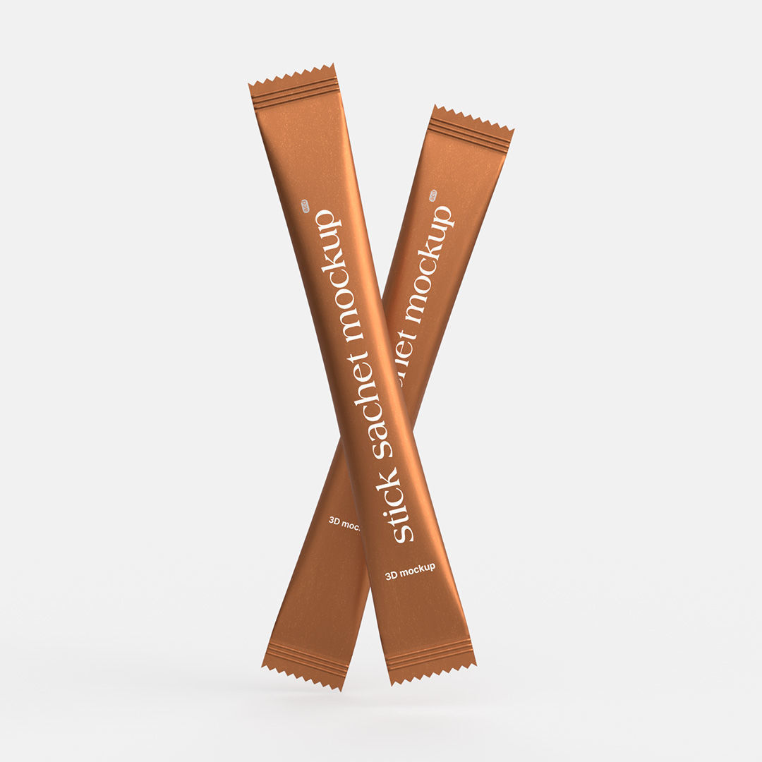3D Sugar Stick Sachet Food Packet Mockup 3D model_2