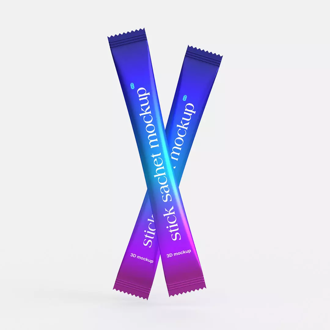 3D Sugar Stick Sachet Food Packet Mockup 3D model_0