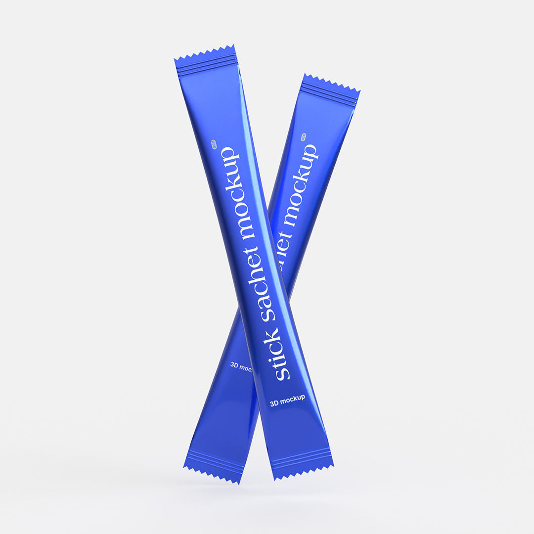 3D Sugar Stick Sachet Food Packet Mockup 3D model_4