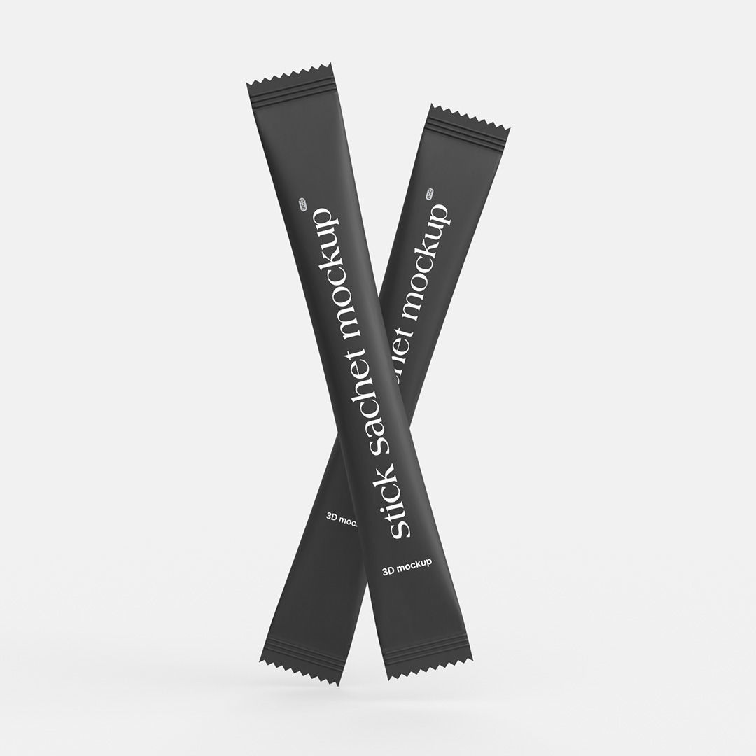 3D Sugar Stick Sachet Food Packet Mockup 3D model_1