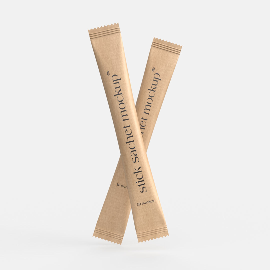 3D Sugar Stick Sachet Food Packet Mockup 3D model_3