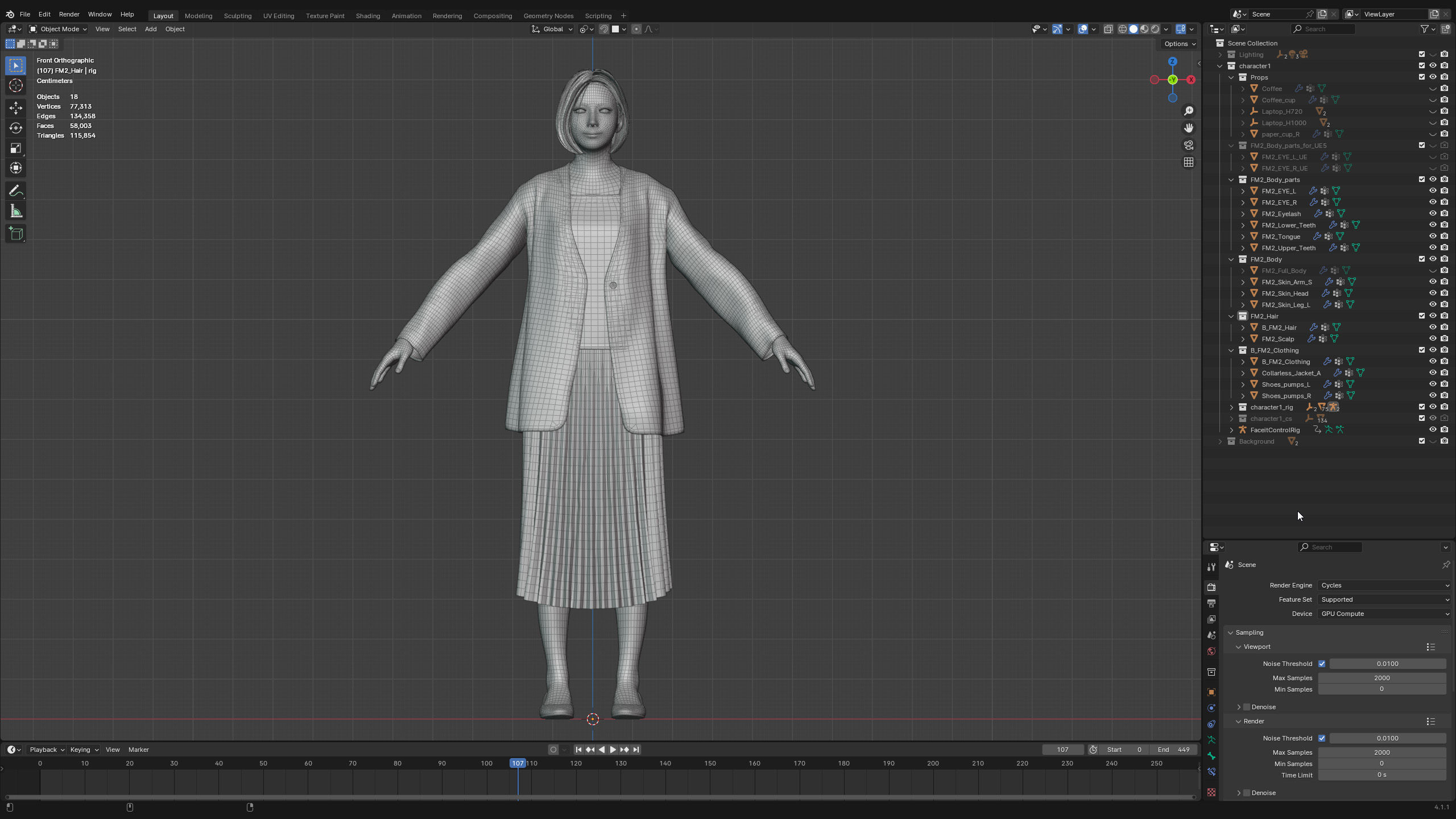 Modular Character - Asian Business Woman - FM2 Low-poly 3D model_9
