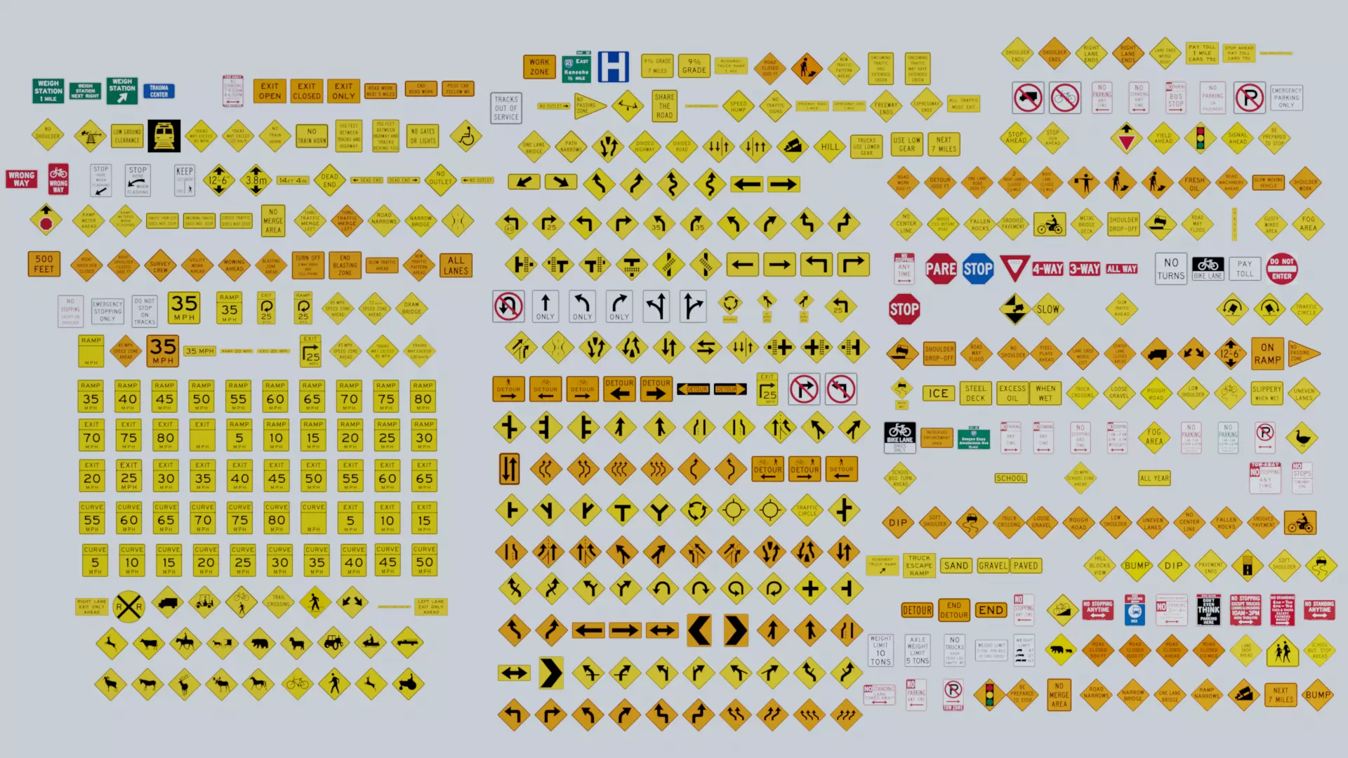 500 Plus Road Signs Decals  Texture_0