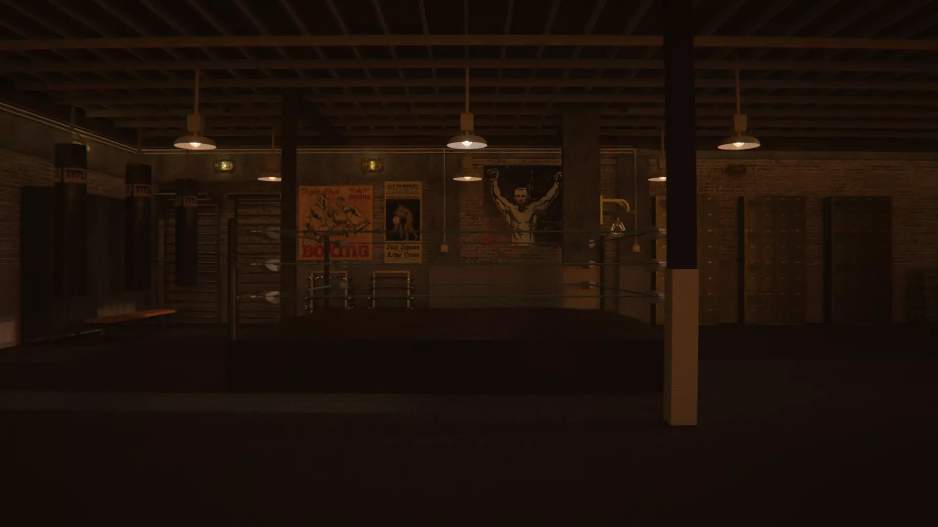 Retro boxing gym 3D model