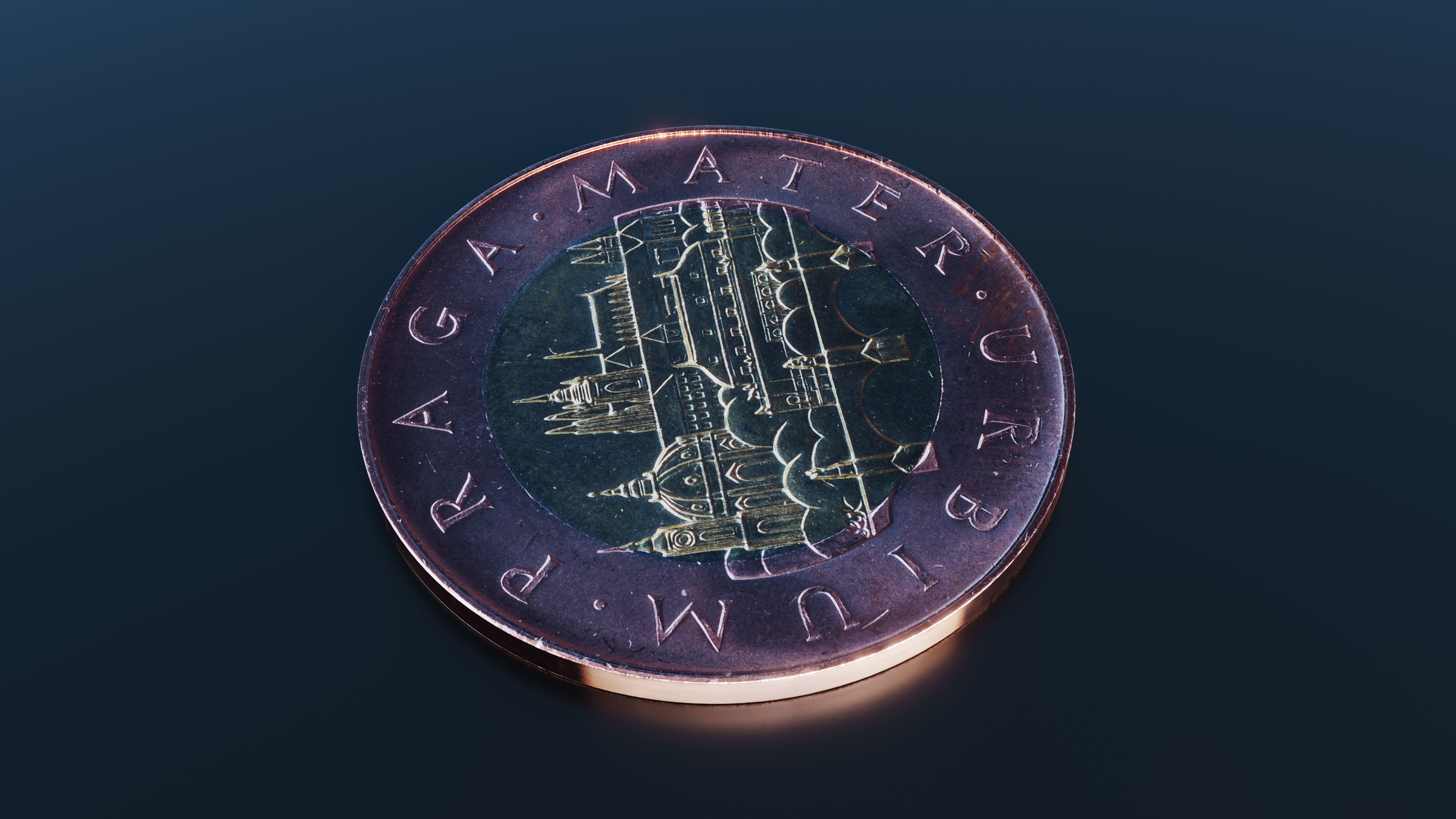 Coin 50 Czech crowns Low-poly 3D model_6