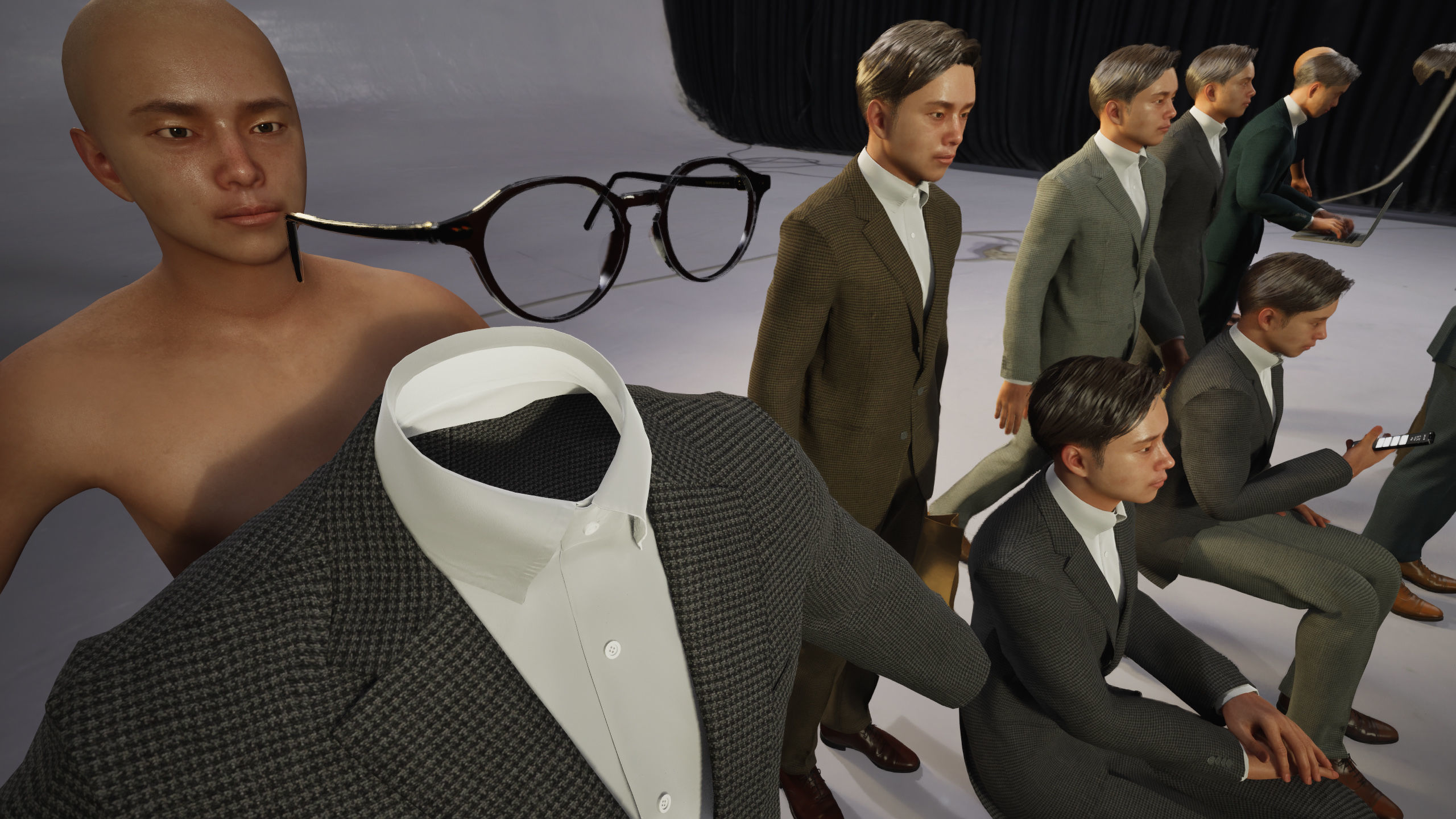 Modular Character - Asian Business Man - ME2 Low-poly 3D model_6