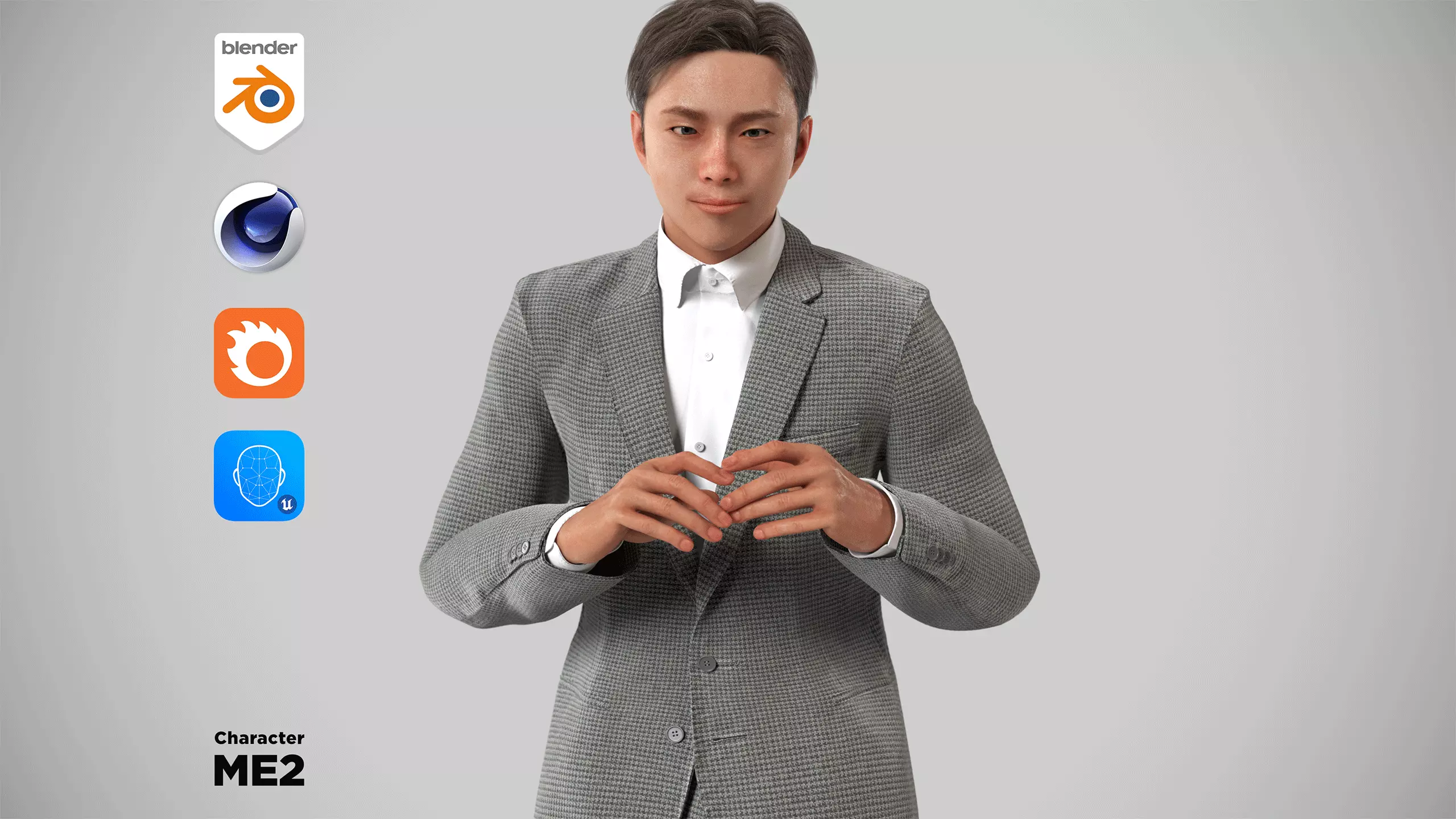 Modular Character - Asian Business Man - ME2 Low-poly 3D model_0