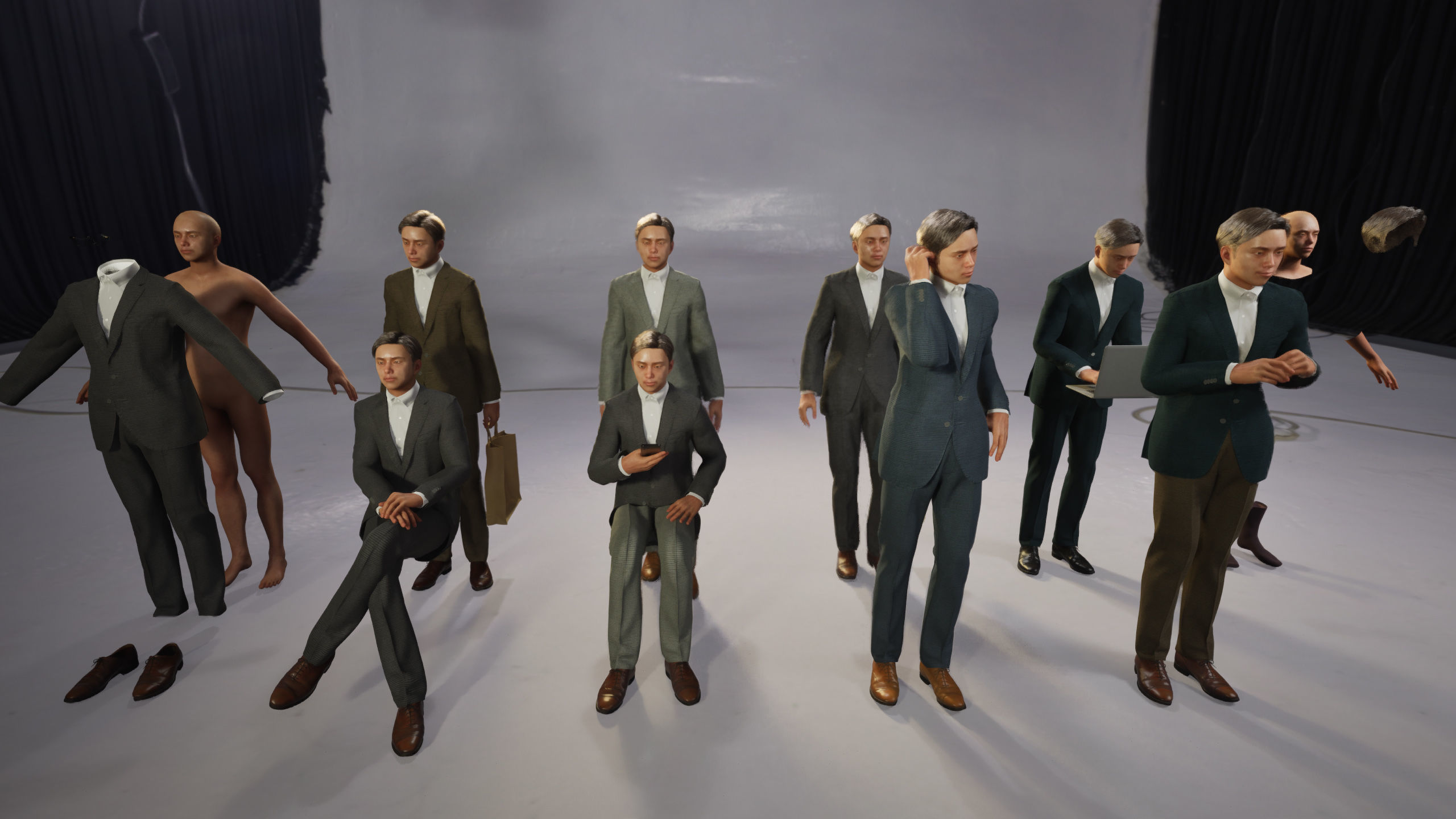 Modular Character - Asian Business Man - ME2 Low-poly 3D model_3