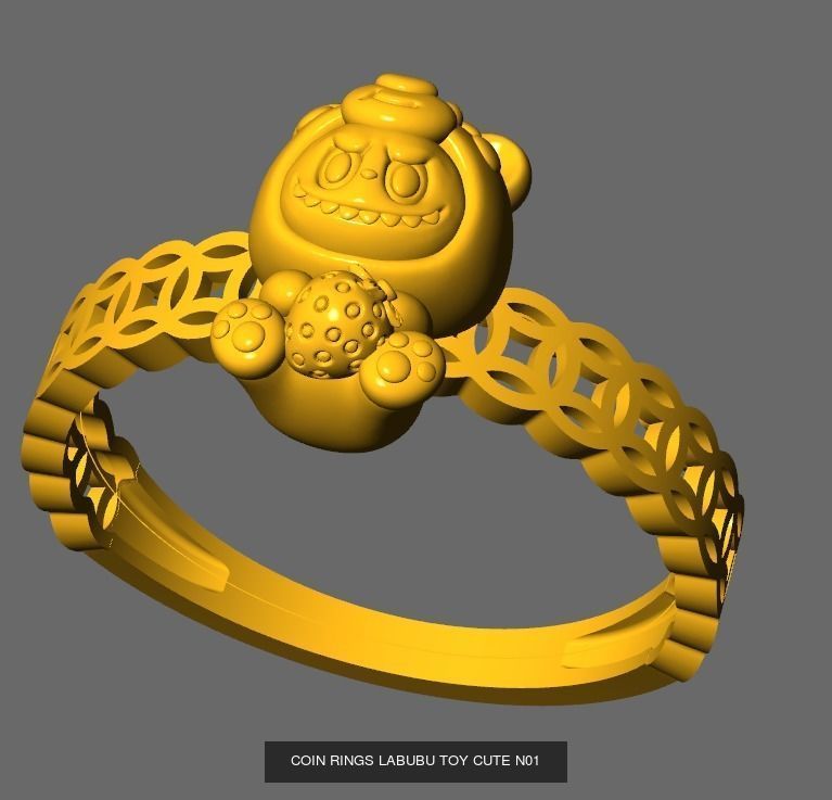 COIN RINGS LABUBU TOY CUTE COMBO 18 MODELS 3D Model Collection_4