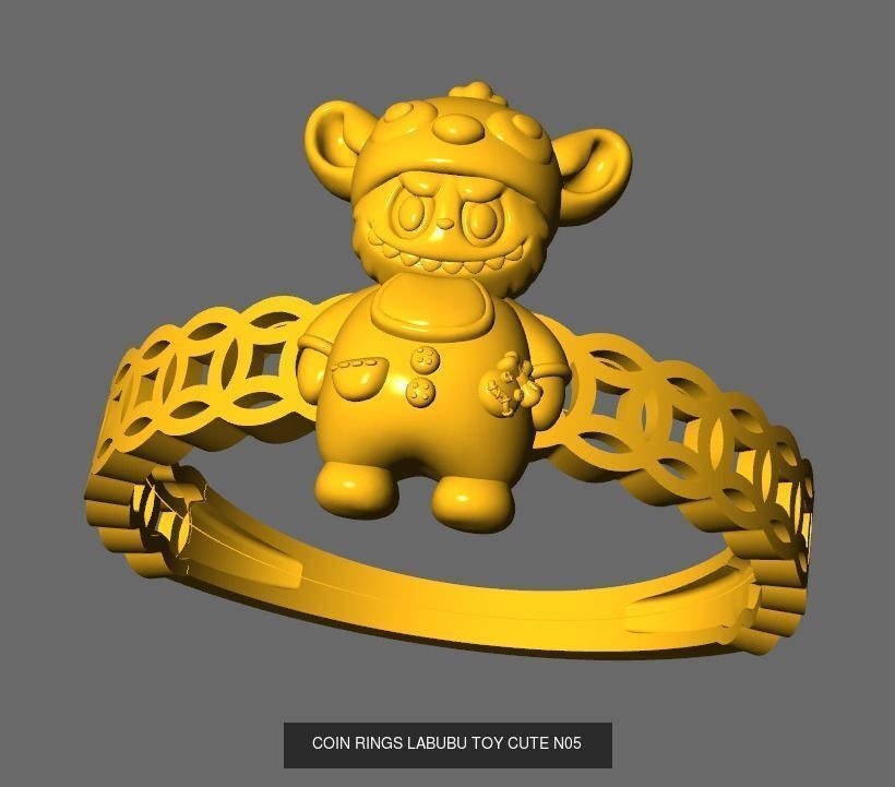 COIN RINGS LABUBU TOY CUTE COMBO 18 MODELS 3D Model Collection_8