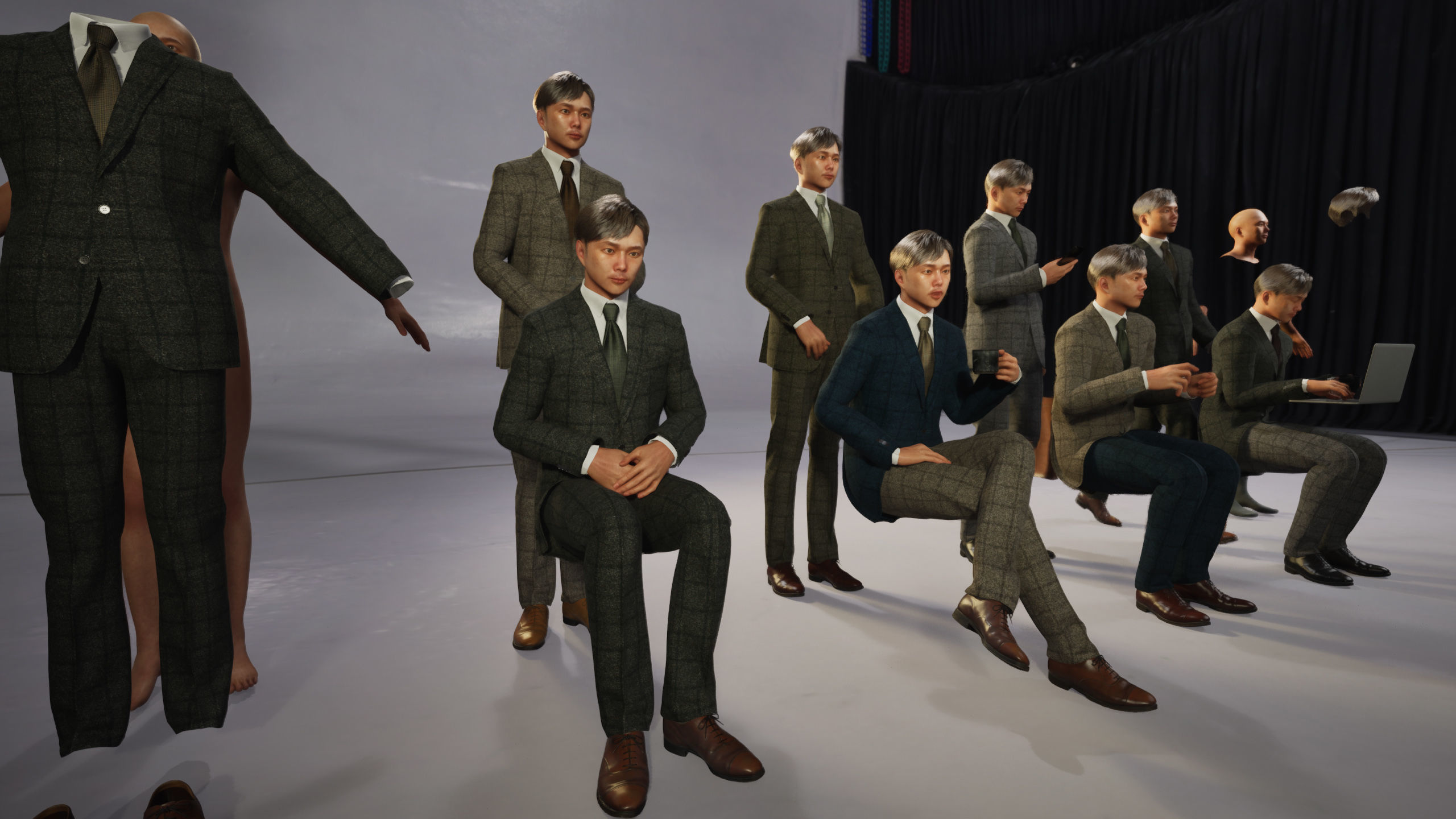 Modular Character - Asian Business Man - MS2 Low-poly 3D model_10