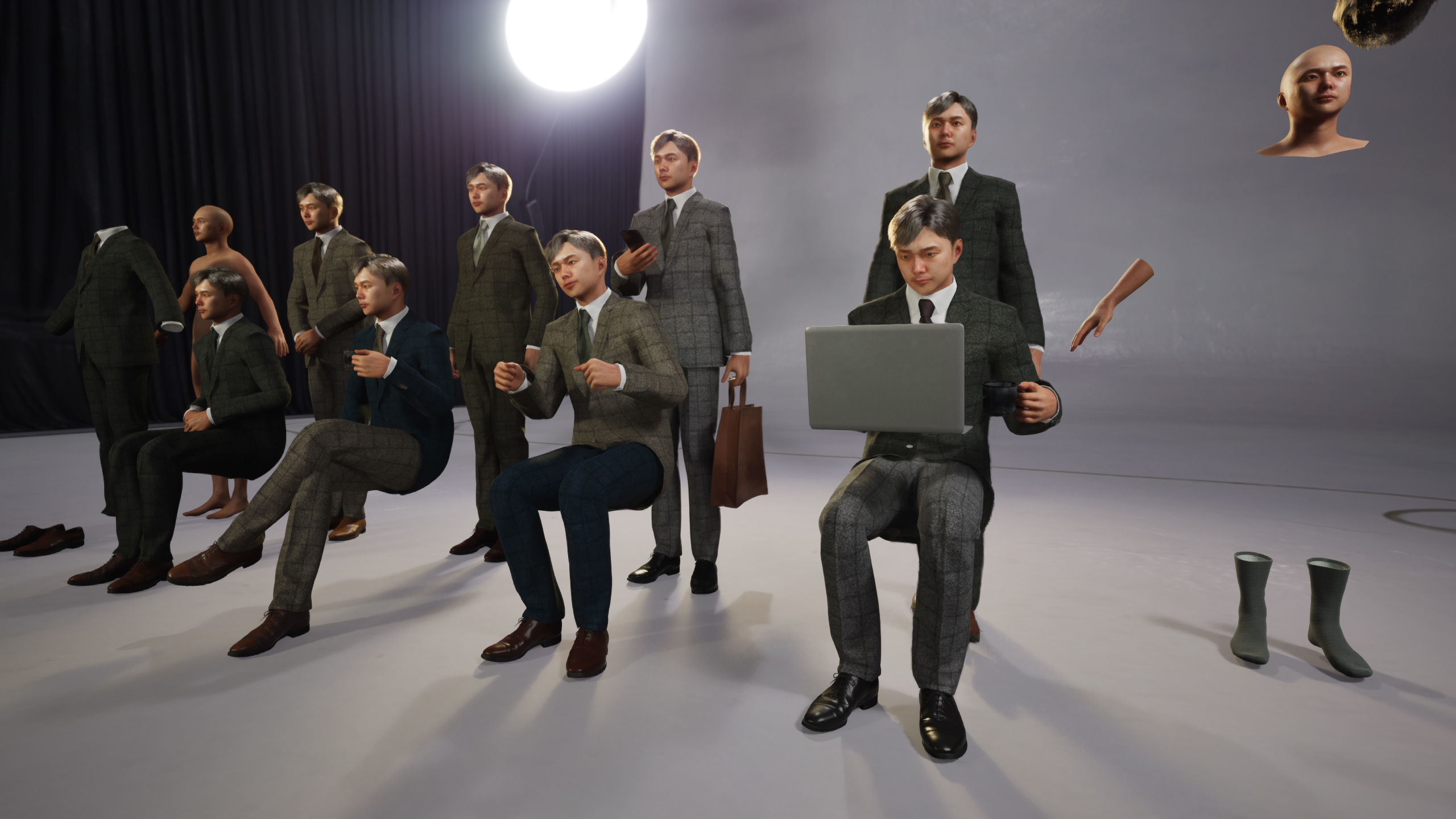 Modular Character - Asian Business Man - MS2 Low-poly 3D model_7