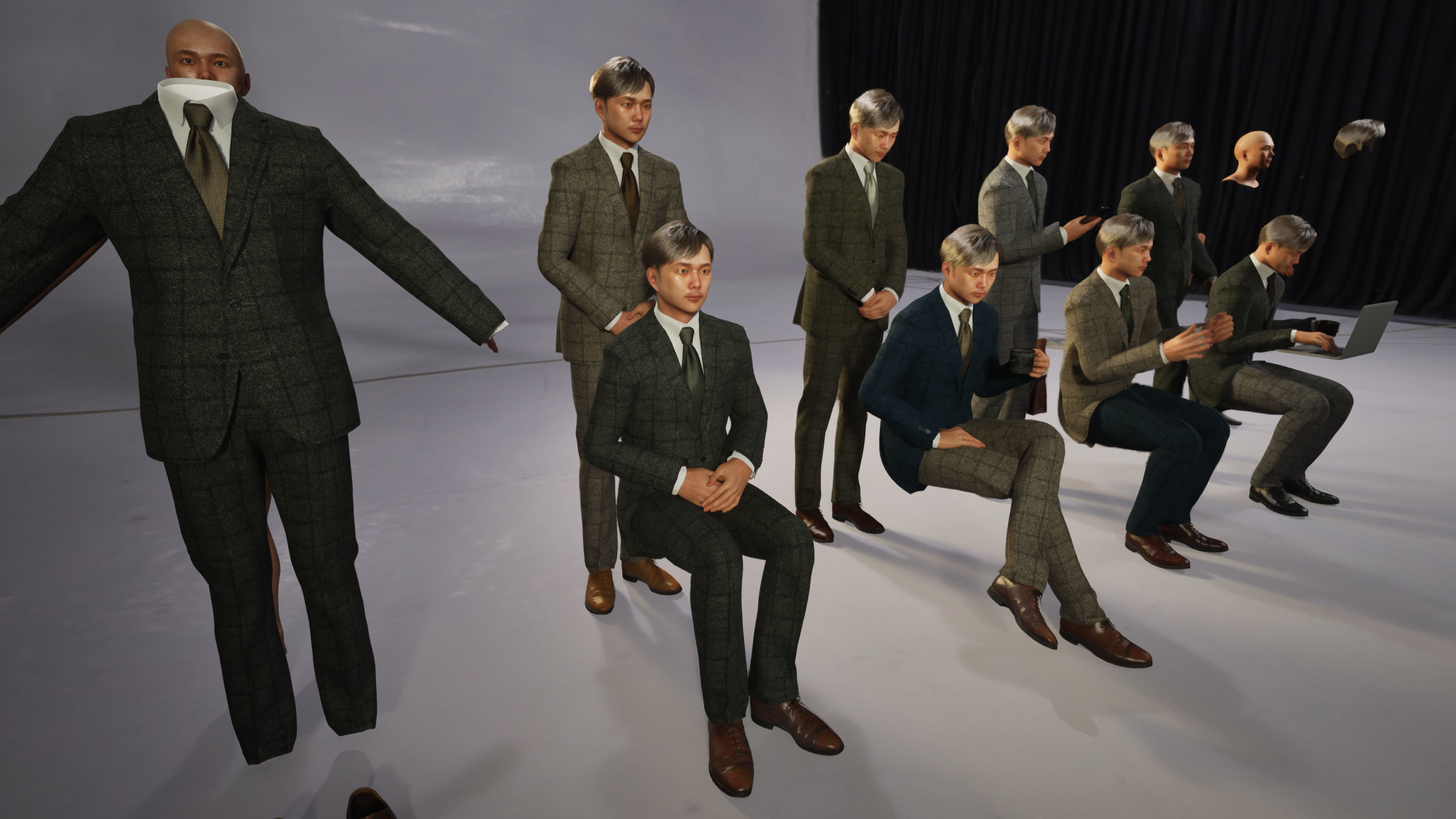 Modular Character - Asian Business Man - MS2 Low-poly 3D model_6