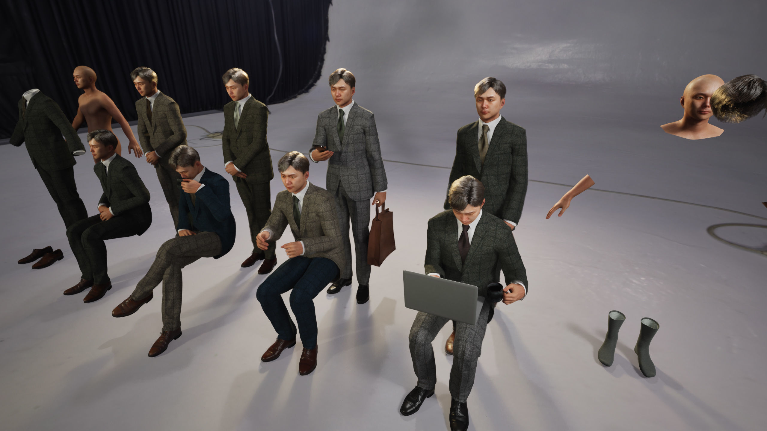 Modular Character - Asian Business Man - MS2 Low-poly 3D model_5