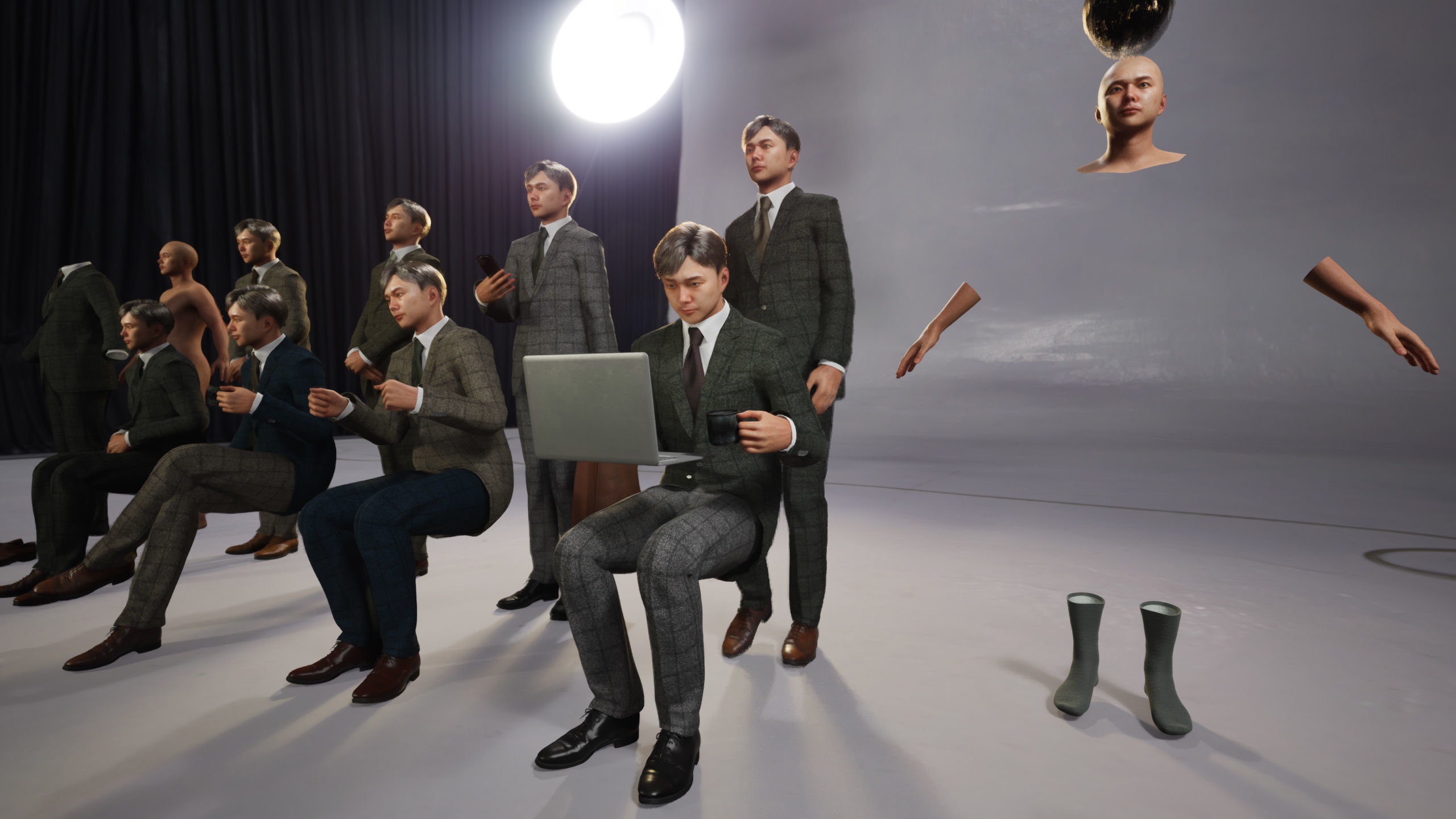 Modular Character - Asian Business Man - MS2 Low-poly 3D model_9