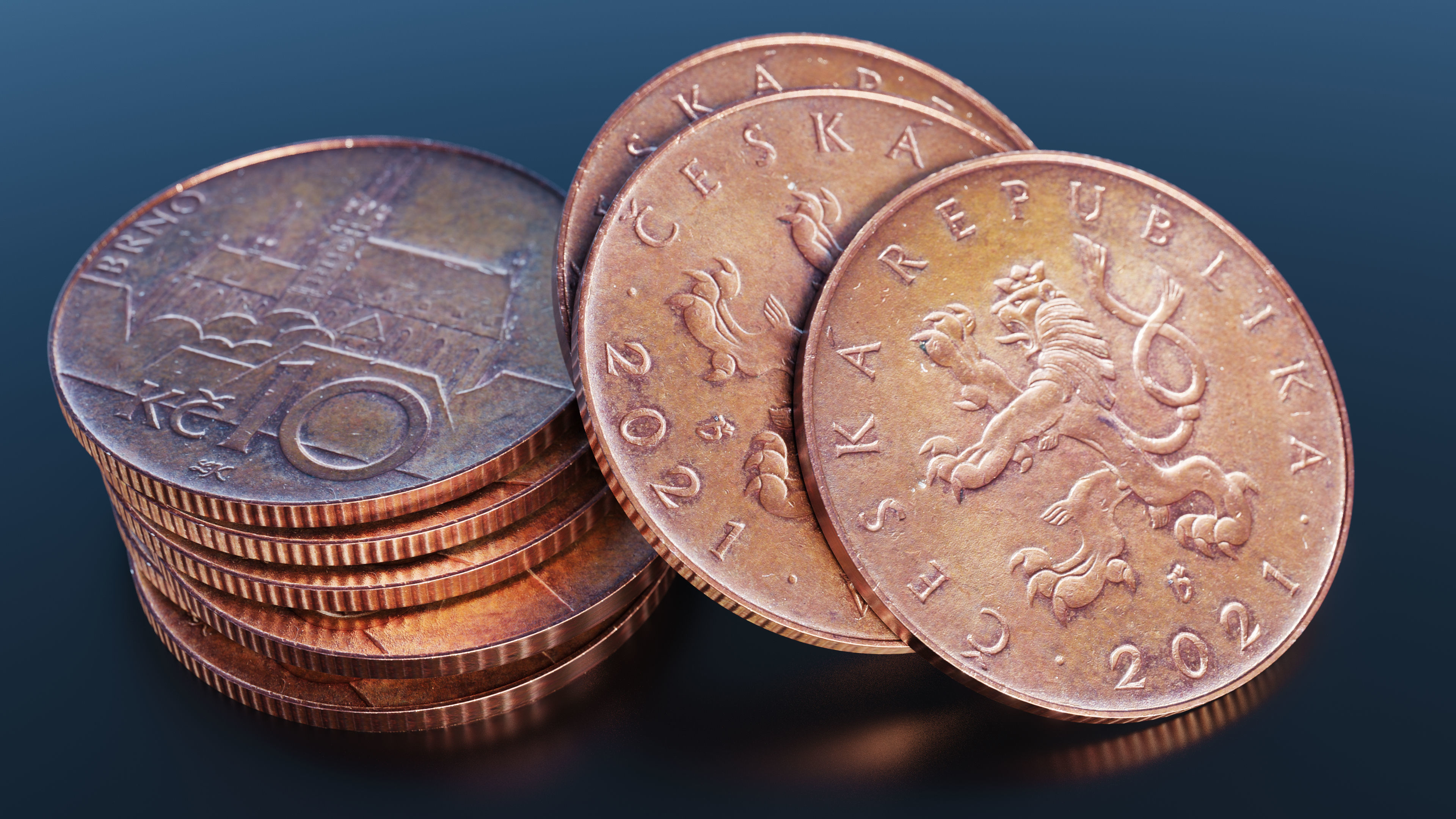 Coin Czech crowns Low-poly 3D model_1