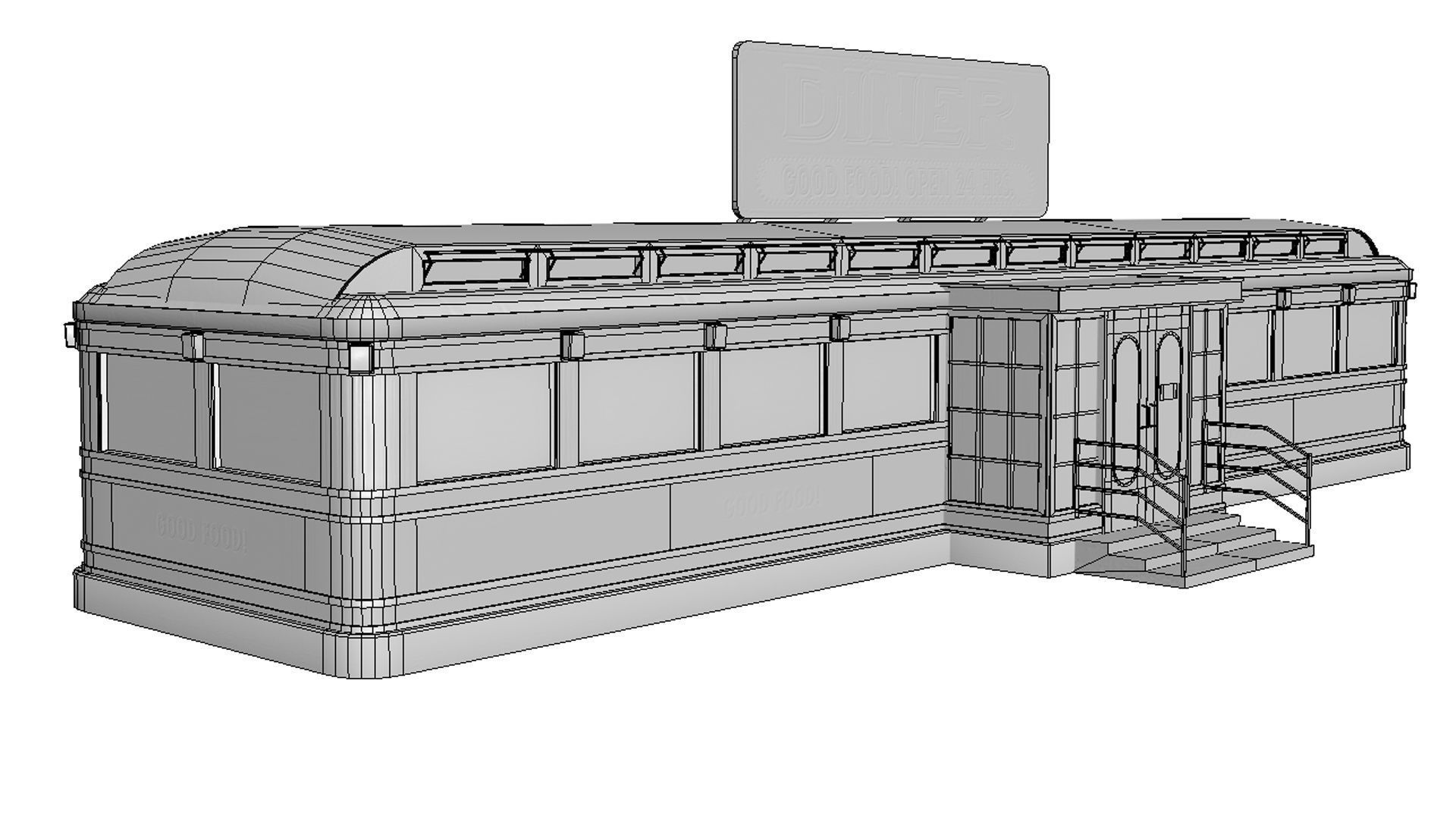 old dining  Low-poly 3D model_11