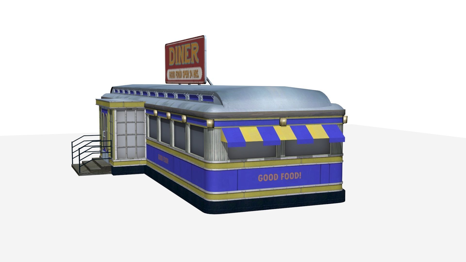 old dining  Low-poly 3D model_5