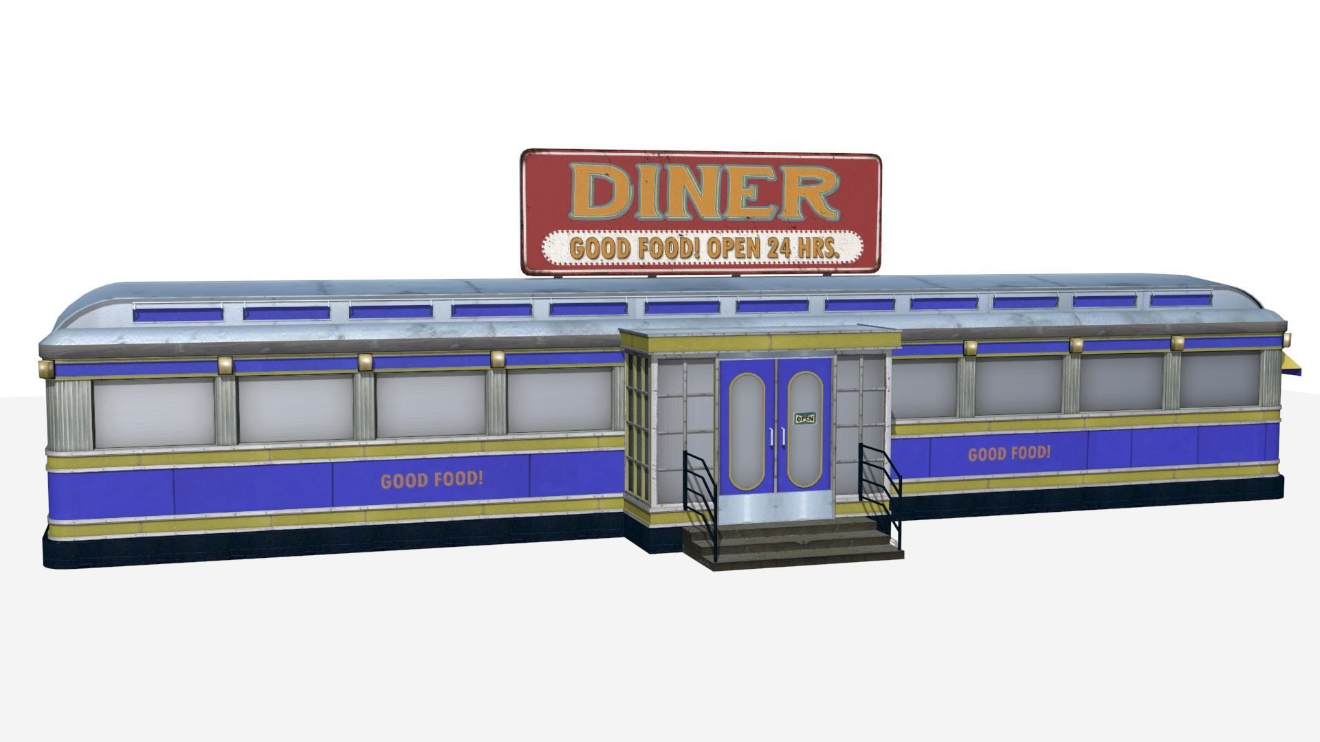 old dining  Low-poly 3D model_3