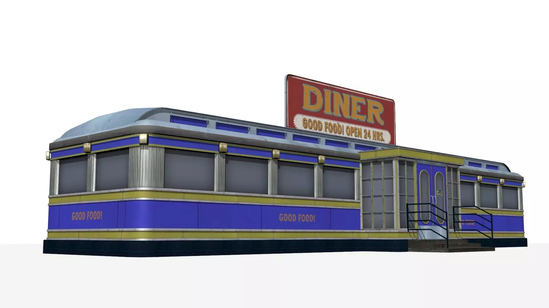 old dining  Low-poly 3D model_0