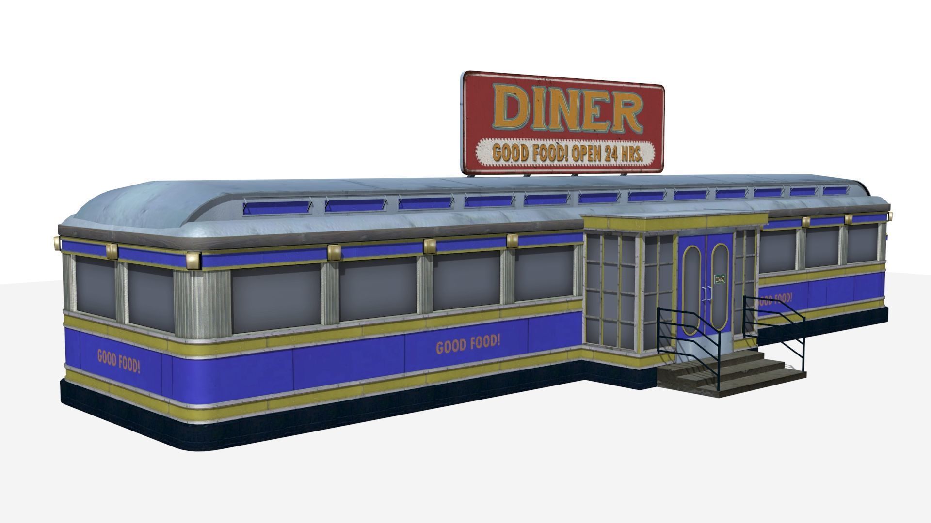 old dining  Low-poly 3D model_2