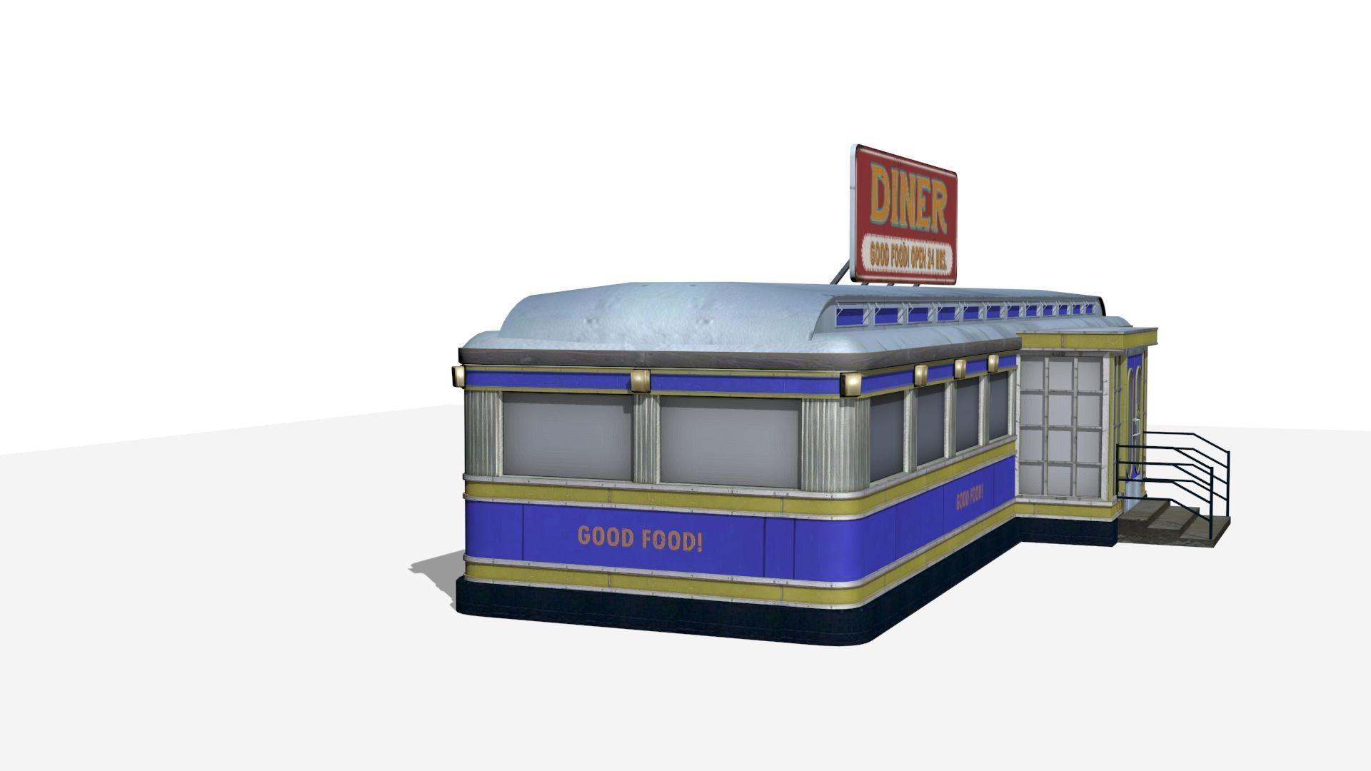 old dining  Low-poly 3D model_9