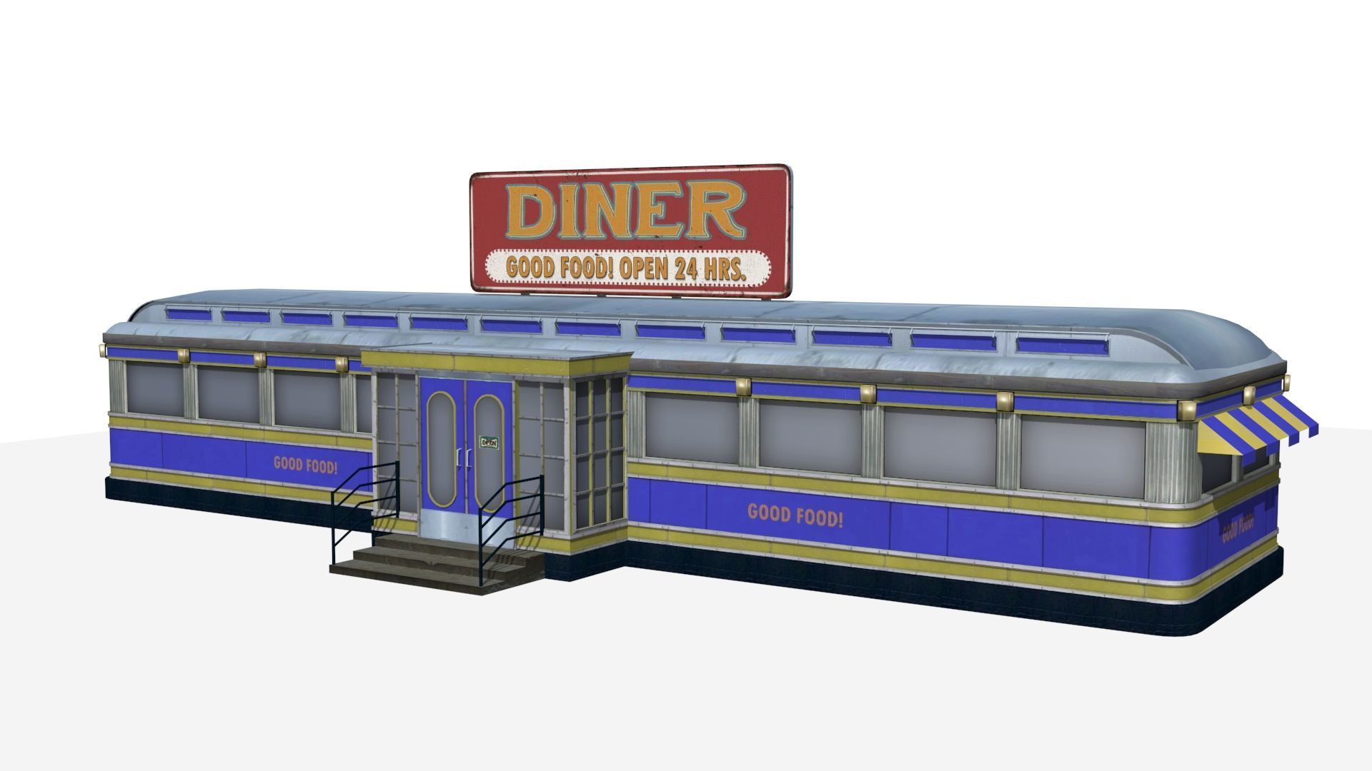 old dining  Low-poly 3D model_4