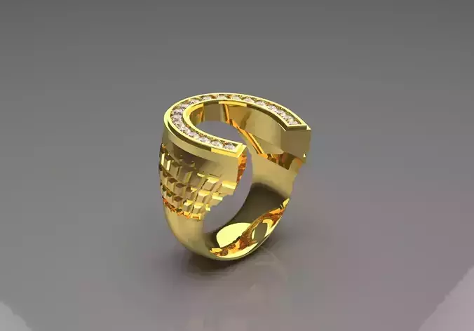 man horseshoes gold ring mr0026